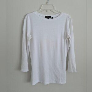 THEORY | Lareno cotton long-sleeve crewneck tee Shirt White Sz P XS